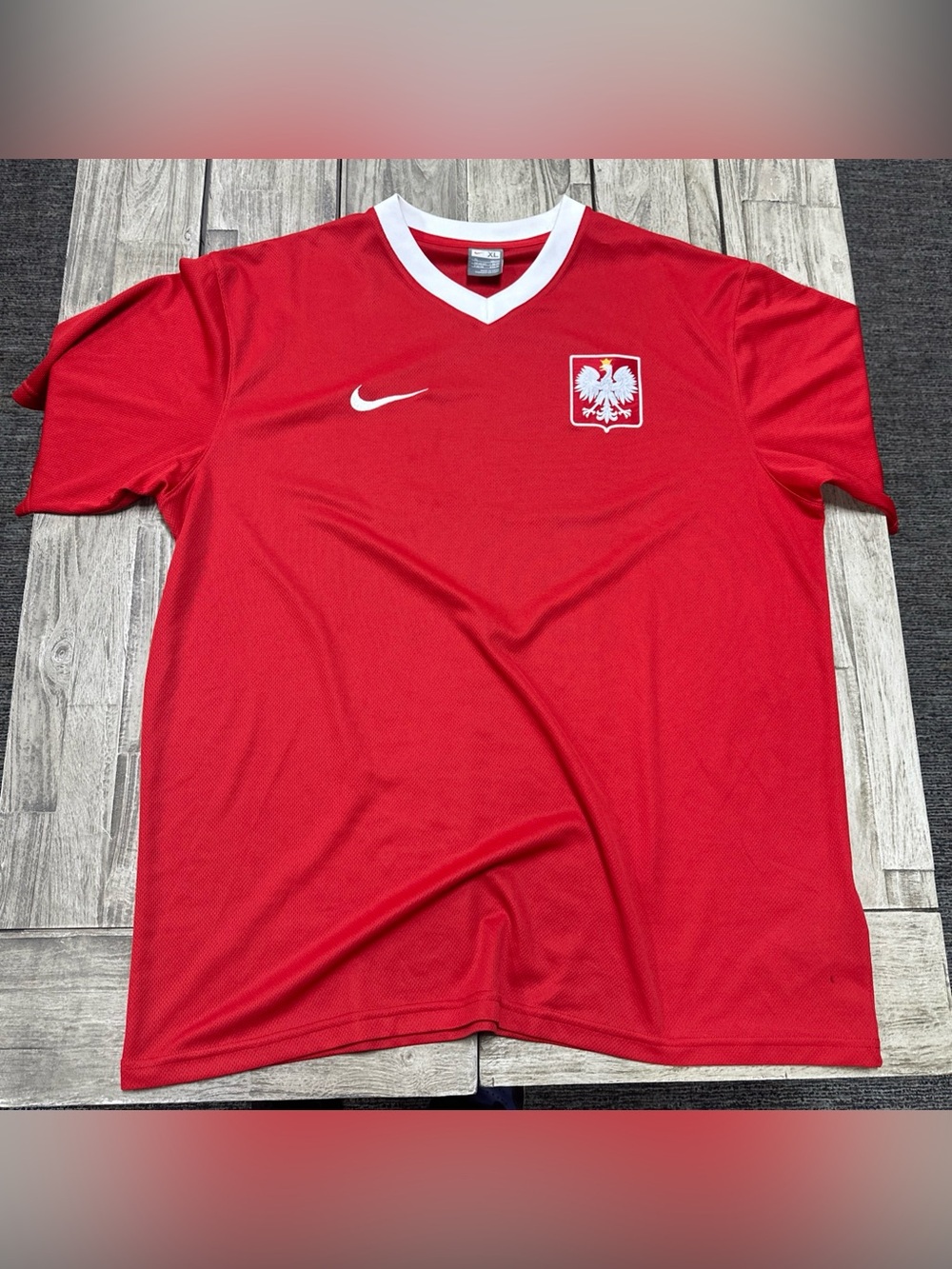 Vintage 2000s Nike Poland Soccer Jersey Red XL Embroidery World Cup Euros